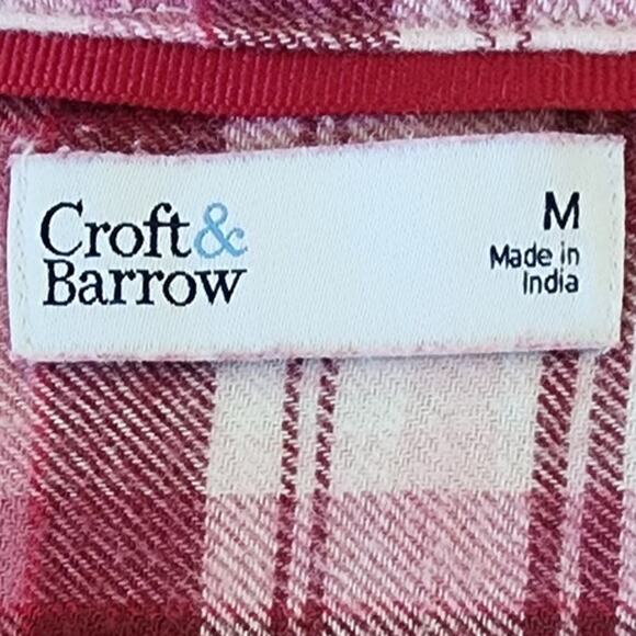 Croft & Barrow Plaid Long Sleeve Button Down Flannel Shirt Women Size Medium - Picture 7 of 12